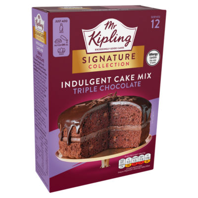 Mr Kipling triple chocolate cake mix 416g, imported from the UK