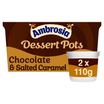 Ambrosia Belgian chocolate and salted caramel dessert pots 2 x 110g - British product