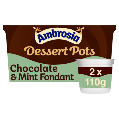Ambrosia Belgian Chocolate & Mint Fondant Dessert Pots 2 x 110g - British product
