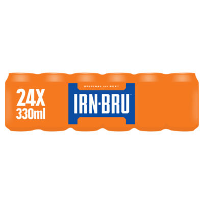 IRN-BRU regular soft drink 24x330ml, imported from the UK