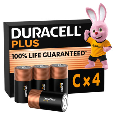 Duracell C alkaline batteries 4 pack - British product