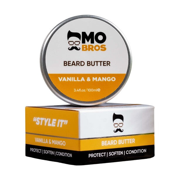 Mo Bros Beard Butter Vanilla & Mango 100ml, imported from the UK