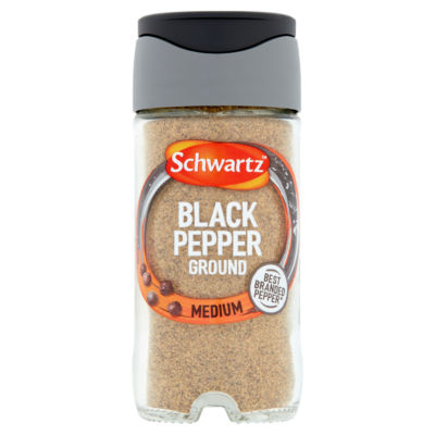 Schwartz ground medium black pepper 33g glass jar (British brand)