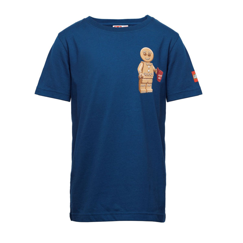 LEGO gingerbread man kids t-shirt blue 4+ ages, UK version