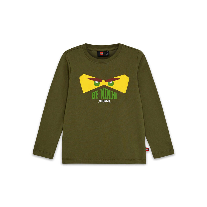 LEGO NINJAGO Kids Long Sleeve T-Shirt Dark Khaki, imported from the UK