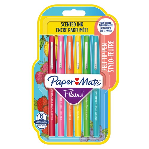 Paper Mate scented felt tip pens with 0.7mm fibre tip and 12 colours, imported from the UK