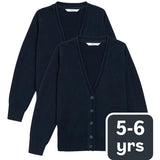 MS 2PK COTTON CARDIGAN WITH STAYNEW 5-6 Y