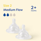 MAM silicone baby bottle teats with medium flow for infants aged 2+ months, imported from the UK