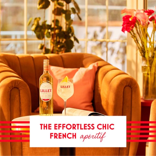 Lillet Blanc white wine-based aperitif bottle, UK version