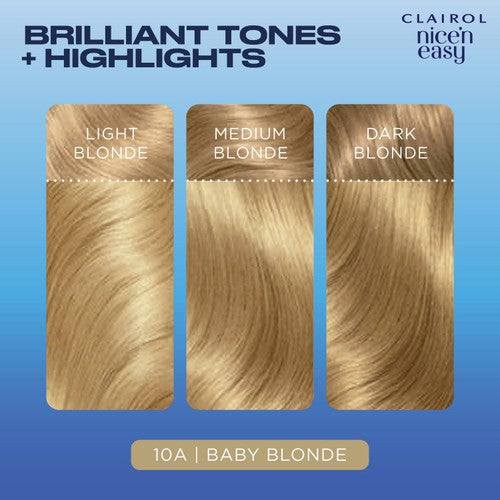 Clairol Nice'n Easy hair dye kit in Baby Blonde shade - British product