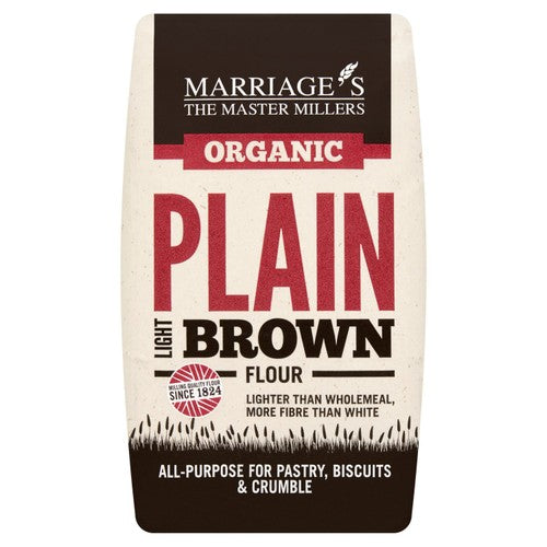 W & H Marriage organic light brown plain flour, imported from the UK