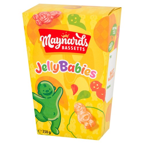 Maynards Bassetts fruit flavoured jelly babies 350g carton, imported from the UK