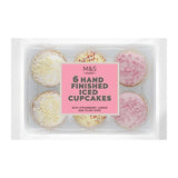 M&S iced cupcakes with strawberry, lemon, and plain icing, 6 pack, imported from the UK