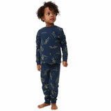 MS Space Printed Waffle PJ 3-4 Years Navy