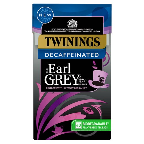 Twinings Decaffeinated Earl Grey tea bags 40 count (British brand)