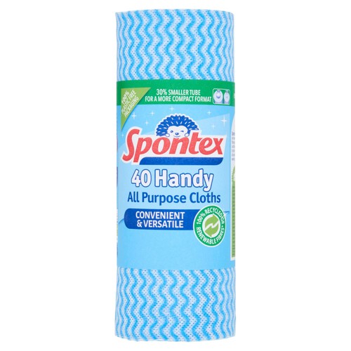 Spontex all purpose cloths on a roll, assorted colours, approx 40 x 22cm (British brand)