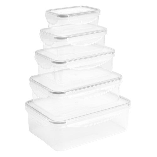 M&S set of five grey plastic kitchen storage tubs in multiple sizes, imported from the UK