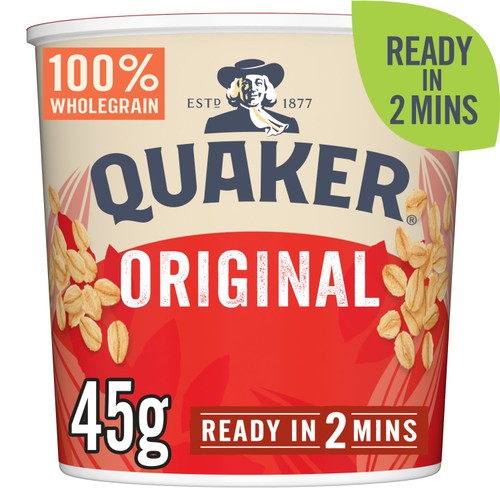 Quaker original hot oat cereal porridge pot 57g, imported from the UK