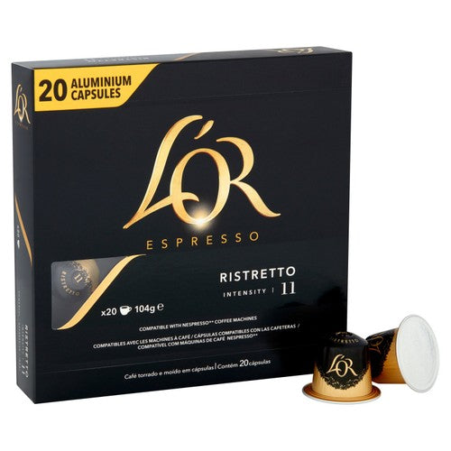 L'OR Ristretto espresso coffee pods intensity 11 20 count, UK version