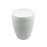 Addis Faux Hessian Plastic Round Swing Lid Bathroom Bin White