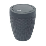 Addis Faux Rattan Swing Lid Bathroom Bin Charcoal Grey