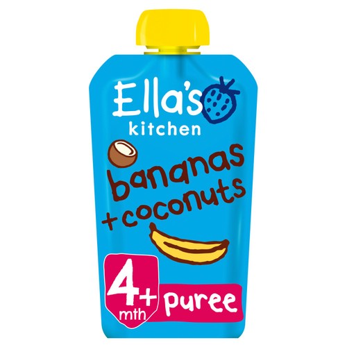 Ella's Kitchen organic banana and coconut baby food pouch for 4+ months - British product