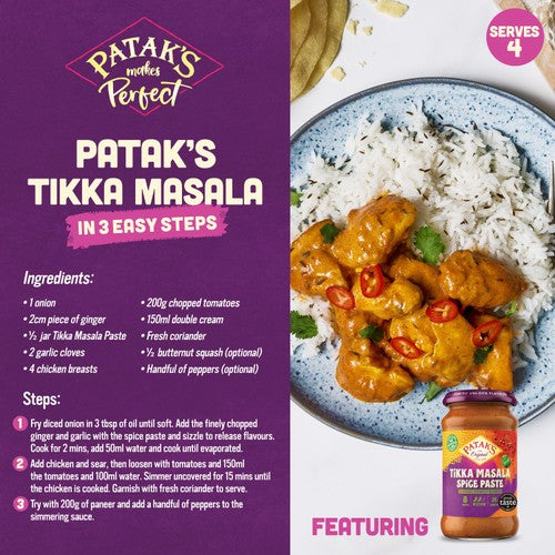 Patak's Tikka Masala spice paste in a glass jar, imported from the UK