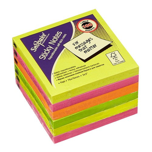 Snopake Neon Sticky Notes 3x3 600 sheets (British brand)