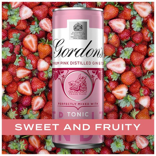 Gordon's pink gin and tonic canned cocktail 250ml, UK version