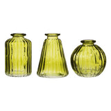 Sass  Belle Olive Green Glass Bud Vases