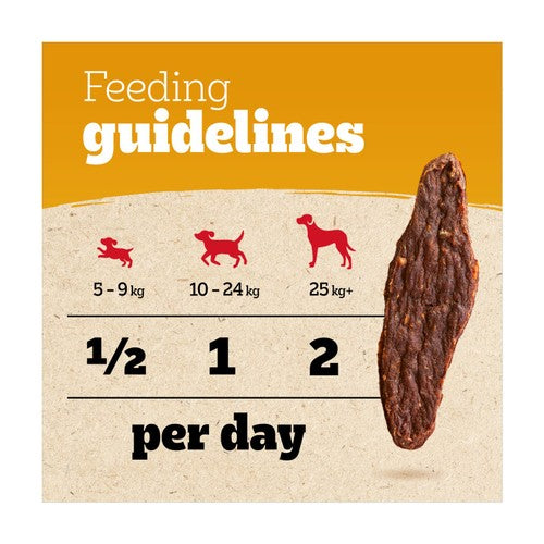 Pedigree beef-flavoured high protein dog chew treats, imported from the UK