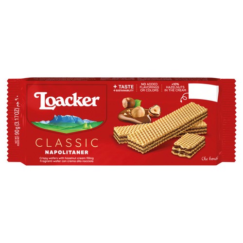 Loacker hazelnut cream filled wafers, UK version