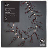 M&S Berry Lit Garland, 6ft, Red