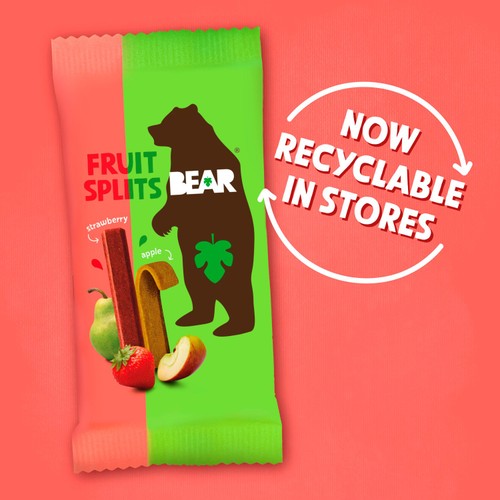 Bear raspberry and pineapple fruit splits snack pack - British product
