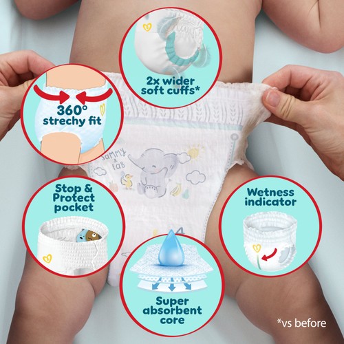 Pampers nappy pants size 6 for babies 15kg+ in jumbo pack, imported from the UK