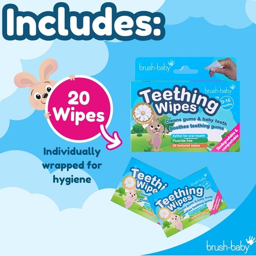 Brush-Baby teething wipes pack of 20 - British product
