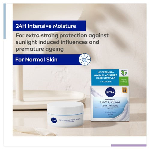 NIVEA day cream for normal skin with SPF 30 in a jar, imported from the UK