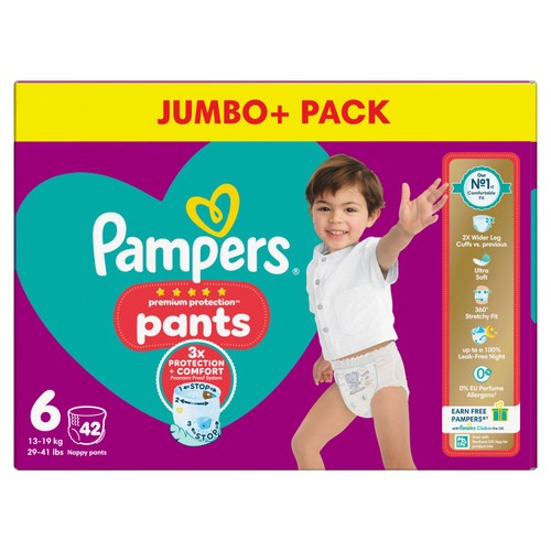 Pampers nappy pants size 6 for babies 15kg+ in jumbo pack, imported from the UK