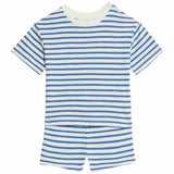 MS Blue Striped Short Outfit 3-6 Months Blue