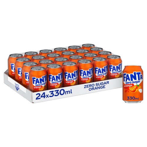 Fanta Orange Zero sugar free sparkling drink 330ml can - British product