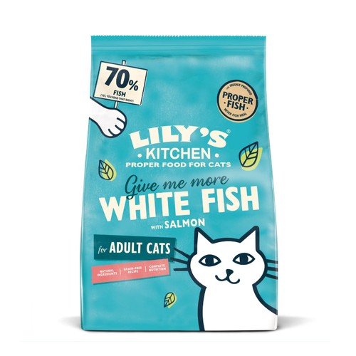 Lily's Kitchen white fish with salmon dry cat food, UK version