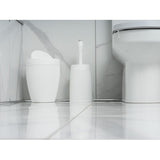 Addis Faux Hessian Plastic Round Swing Lid Bathroom Bin White