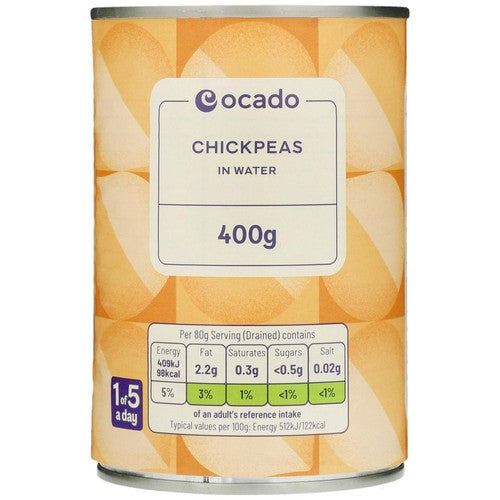 Ocado canned chickpeas in water 400g, imported from the UK