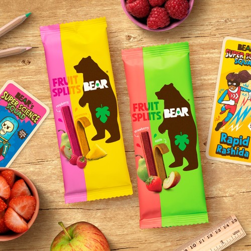 Bear raspberry and pineapple fruit splits snack pack - British product
