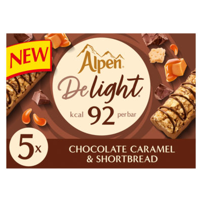 Alpen Delight chocolate caramel & shortbread cereal bars 120g - British product