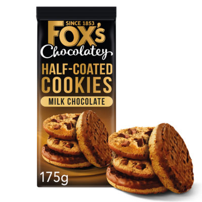 Fox's Chocolatey Half Coated Milk Chocolate Cookies 175g