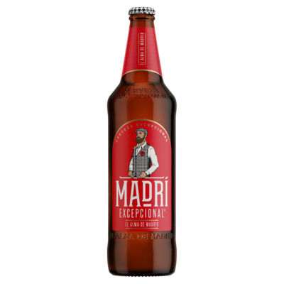 Madri Exceptional Lager 660ml bottle, imported from the UK