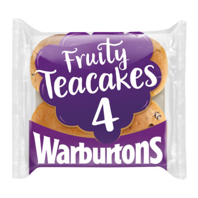 Warburtons Fruity Teacakes Pack of 4 (British brand)