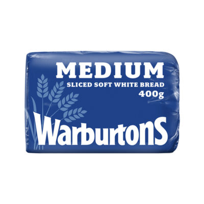 Warburtons Medium Sliced White Bread 400g (British brand)