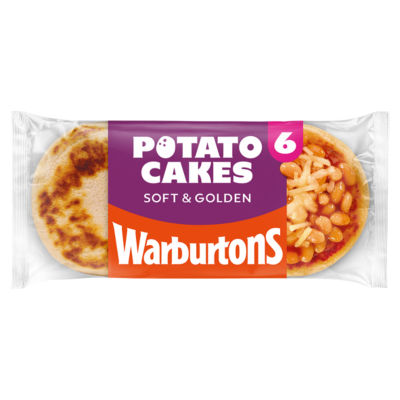 Warburtons 6 Potato Cakes Potato Bread 6 Pack